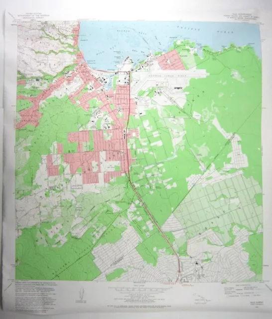 Hilo Hawaii USGS Topographical Map 24" X 27" Hilo Quadrangle 1981