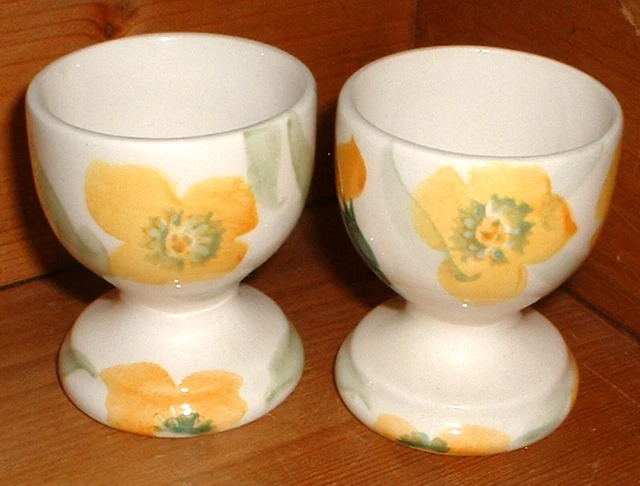 Emma Bridgewater 2 X Copas De Huevo De Flor De Pared Amarillas 1Er Nuevo 6 Disponibles