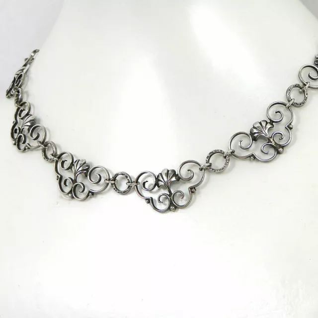 FLORALE SILBER KETTE Österreich SILVER NECKLACE AUSTRIA Blumen Dekor TRACHT