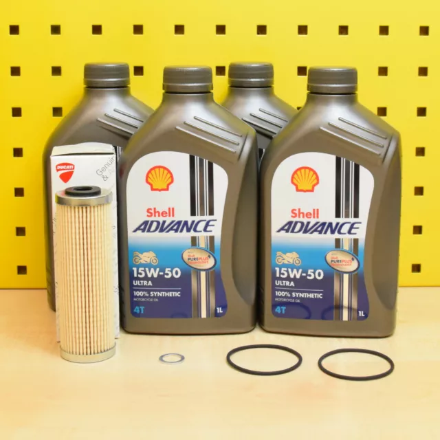 Ducati Panigale V2 Kit Filtro Aceite Original Juntas Shell Advance Ultra 15w50