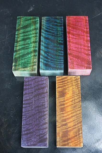 CURLY MANGO Messergriff Waage Schnitzen Rohling 150x50x35mm GEFÄRBT UND STABILISIERT