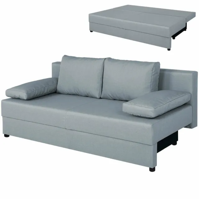 Schlafsofa - silber - Webstoff - Staukasten Sofa Couch Gästecouch Gästesofa