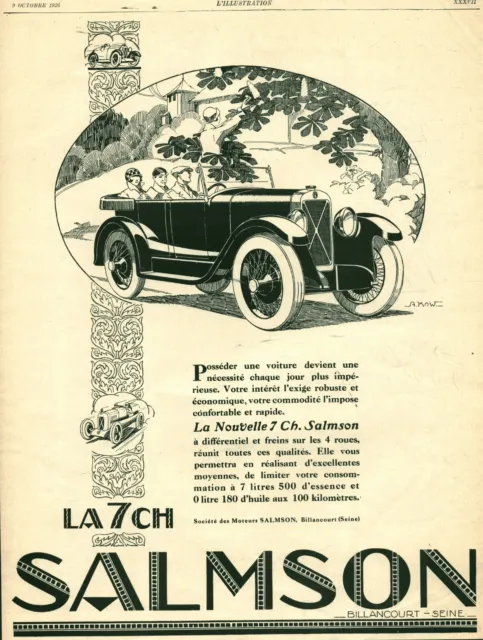 Publicité ancienne automobile Salmson 1926 issue de magasine