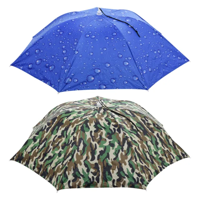 OD 37.4" Umbrella Hat Set, 2Pcs Oxford Single Layer Cap with Strip, Camo Blue