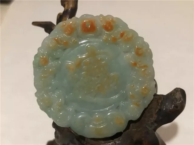 Chinese delicate Hand-carved aristocratic Jadeite jade get rich pendant