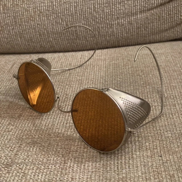 Antique Amber Willson? Sunglasses Goggle Spectacles Vtg Steampunk Safety Glasses