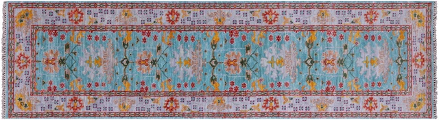 Hand Knotted William Morris Wool Runner Rug 2' 7" X 9' 11" - Q20303