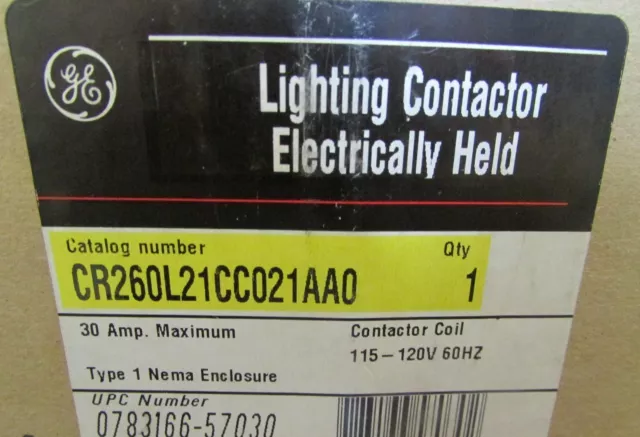 GENERAL ELECTRIC GE Lighting Contactor CR260L21CC021AAO Coil 115-120V