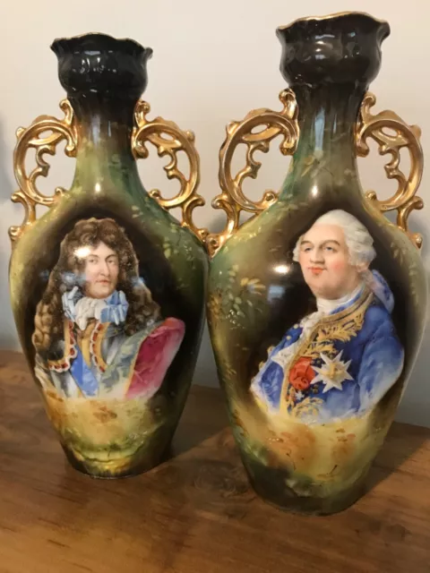 Antique Louis XVI Pair Victoria Carlsbad Austria Vases