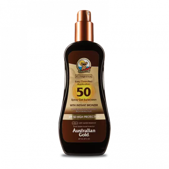 Australian Gold Protezioni Solari SPF50 Spray Gel con Bronzer 237ml