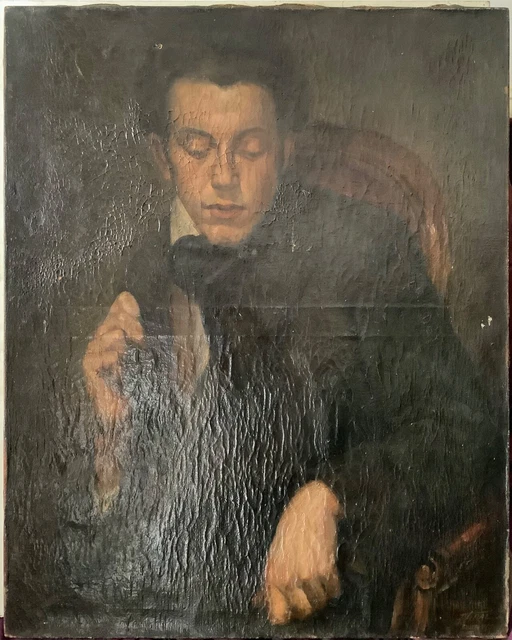 Early 20th Century Rare Young Portrait Pablo PICASSO Oil Canvas Painting Signed
