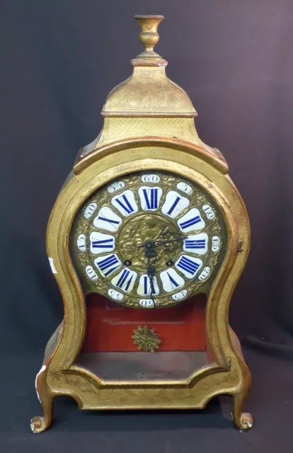AA 18ème superbe cartel pendule style louis XV  bois stuc émail 97cm 6Kg clock 2