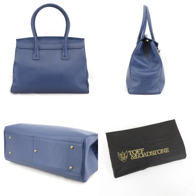 Toff Loadstone Tofu And Rhodestone Tote Bag Roof Button Flap Leather Cowhide Mad