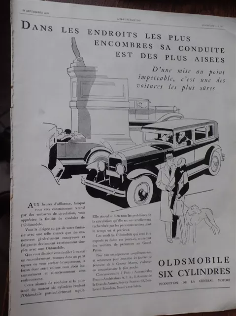 OLDSMOBILE 6 cyl automobile conduite des plus aisées pub papie ILLUSTRATION 1929