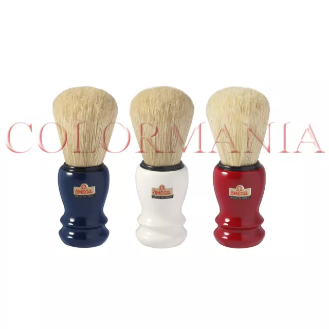 Omega Pennello Da Barba Professionale Con Manico In Legno Colorato Barbiere