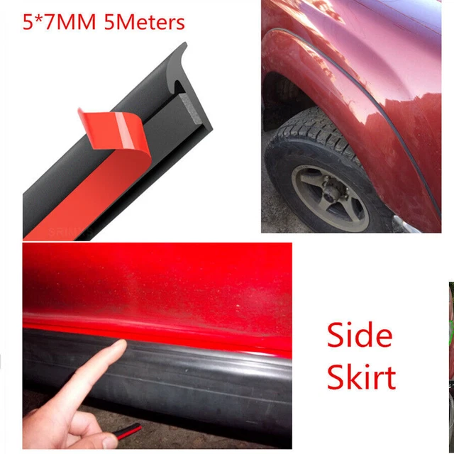 5M Slanted T-Seal Rubber Weatherstrip – Car Bumper & Fender Trim Molding, Black, Universal