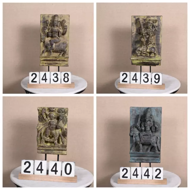 Wooden Hand Carved Indian Goddess Statues & Idols Figurine With Iron Stand Gift