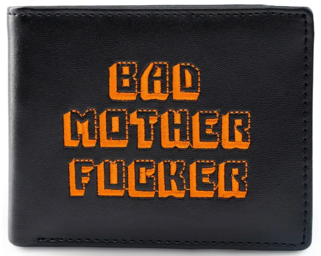 Black Orange Embroidered Bad Mother Fu**er Leather Wallet As in Pulp Fiction 2