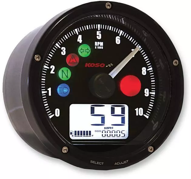Koso TNT Multifunction Tachometer/Speedometer with Black Face