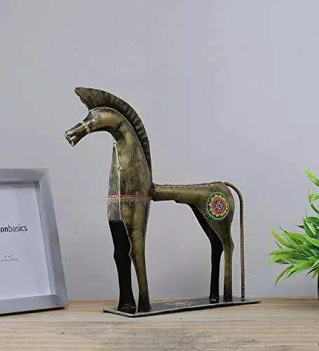 Marrón Hierro Resistencia Caballo Decoración de Mesa Figurita Hogar Grande