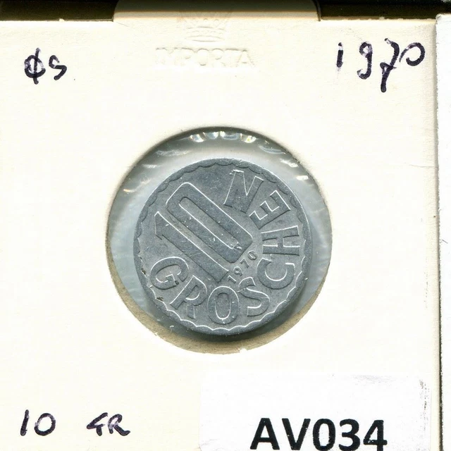 10 GROSCHEN 1970 AUSTRIA Coin #AV034C 3