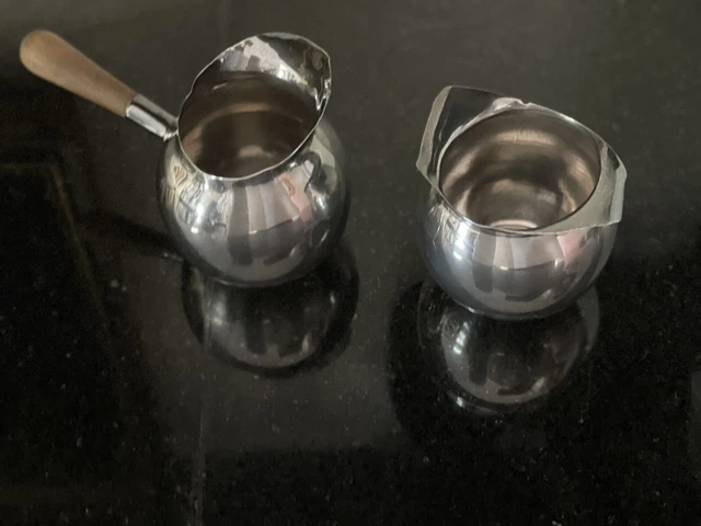 Vintage IMSA Sterling Silver SET Mexico Creamer (wood Handle) & Sugar Signed
