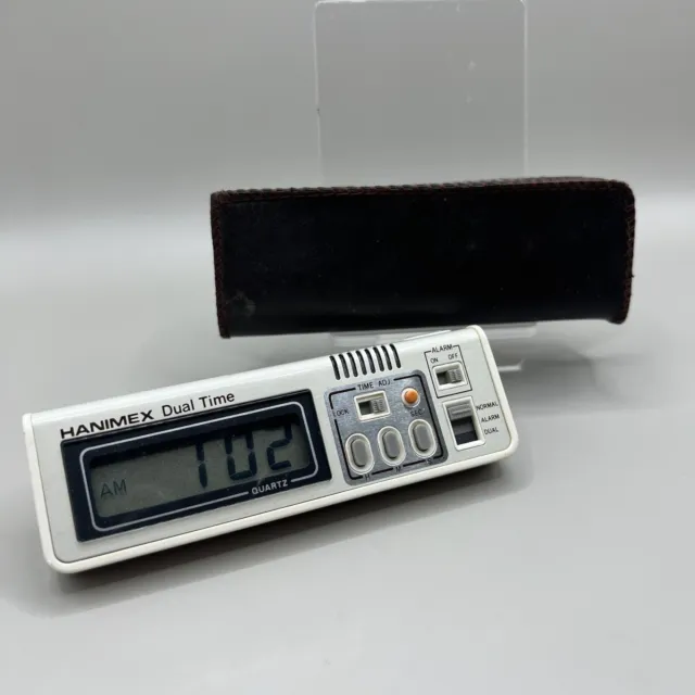HANIMEX Dual Time liquid crystal alarm clock vintage WORKING