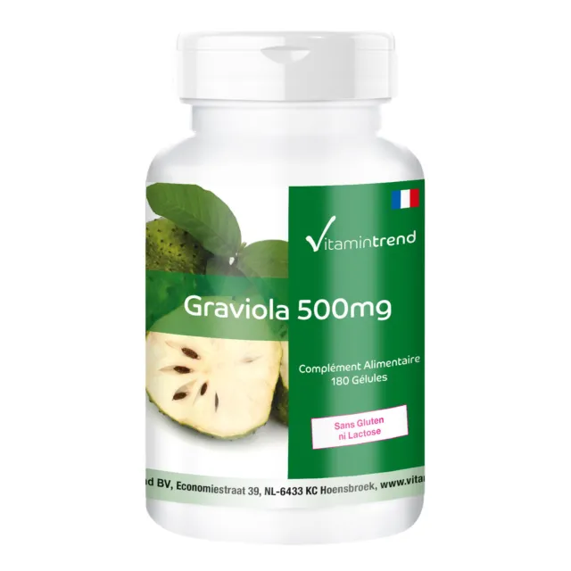 Graviola 500 mg - 180 gélules, vegan, vrac pour 1/2 an | Vitamintrend