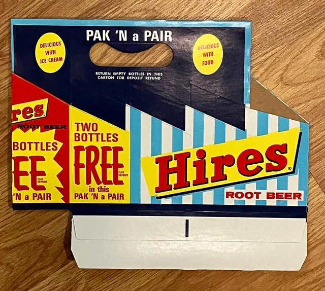 HIRES ROOT BEER  8 Pack (2 Free) PakNPair Bottle Carton Carrier VINTAGE 1963 NEW