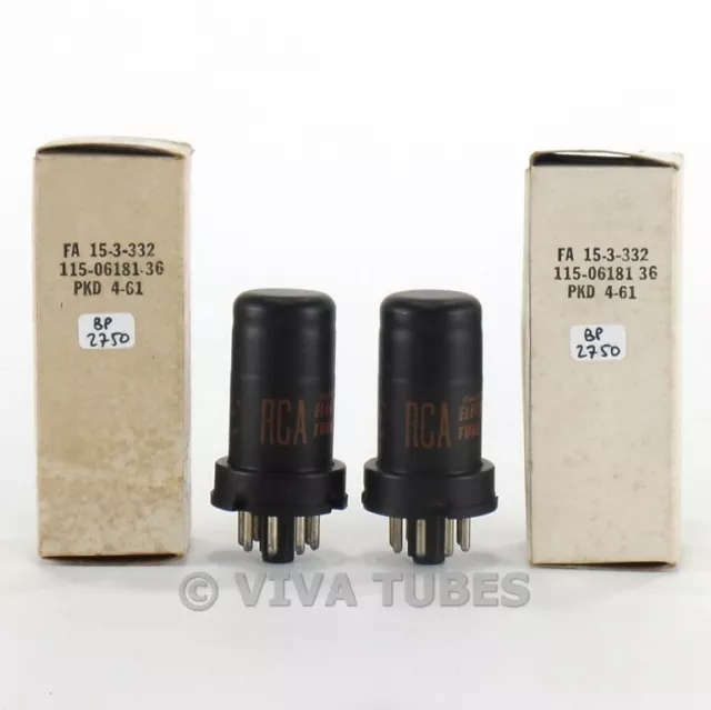 True NOS NIB Date Matched Pair RCA USA 6SS7 Metal Vacuum Tubes 100+%