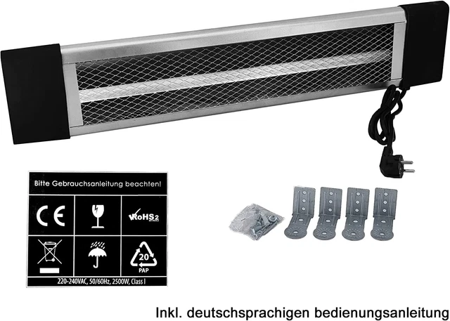 Heizstrahler elektrisch Wand Infrarotstrahler Terrassenstrahler Indoor Outdoor 6