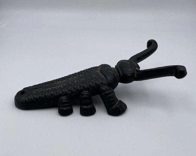 Vintage Cast Iron Black 9" Bug Boot Cleaner Scraper Statue Door Stopper