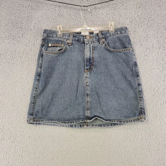 Vintage Calvin Klein Skirt Womens 9 Blue Made In USA High Waist Denim Pockets