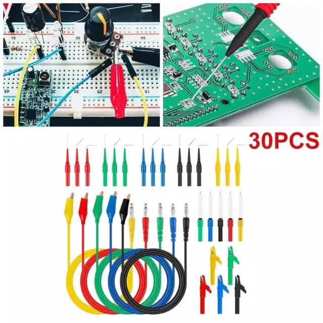 30PCS Automotive Back Probe Kit Leads Wire Identified Probe Multimeter Test Tool