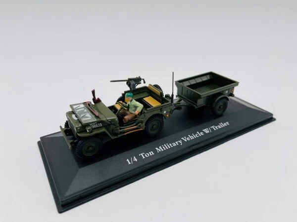 Voiture Miniature Jeep Willys US Army 1/43 Avec Pilote Et Mitrailleuse - Modèle Détaillé CARARAMA