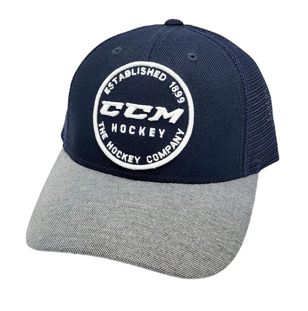 CCM Academy Hockey Navy Blue & Gray Trucker Mesh OSFM Snapback Hat Cap
