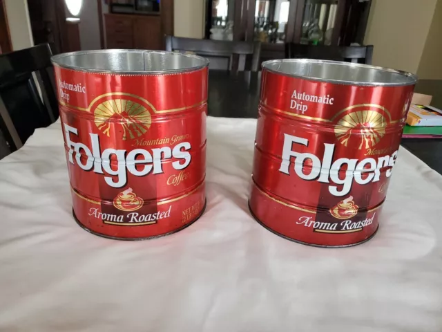 A Pair Of Folgers Coffee Cans Aroma Roasted For All Coffee Makers 39oz No Lids