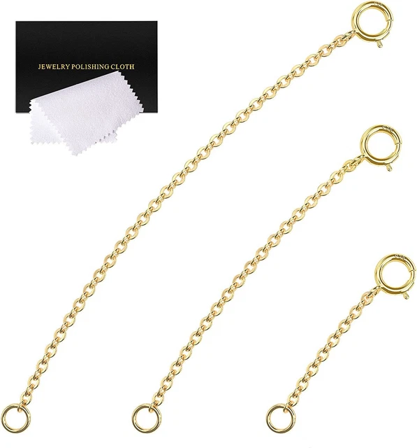 Gold Necklace Extenders 14k Plated Extender Chain 925 1 2 3 inch,