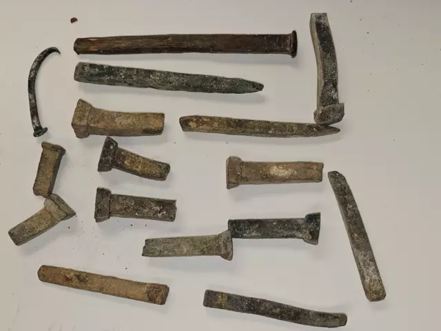 Salvaged 1700's Bronze Ship Nails - 16 Pc