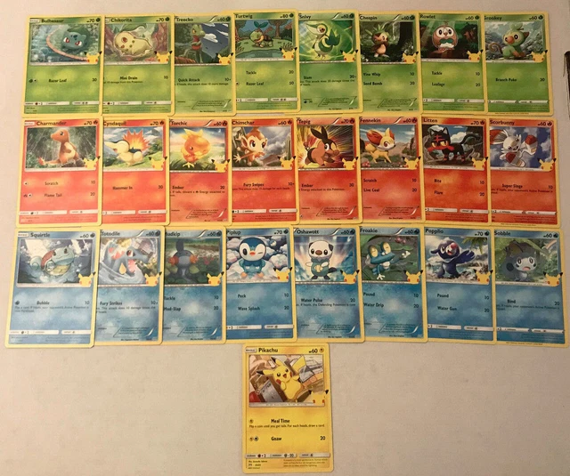 MCDONALD’S POKEMON 25TH Anniversary Set Complete NONHOLO 25/25 Pikachu