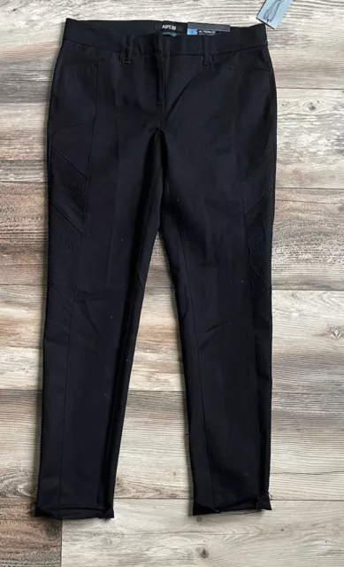 NEW Apt 9 Women Size 2 Black Modern Fit Straight Leg Dress Pants Raw Hem