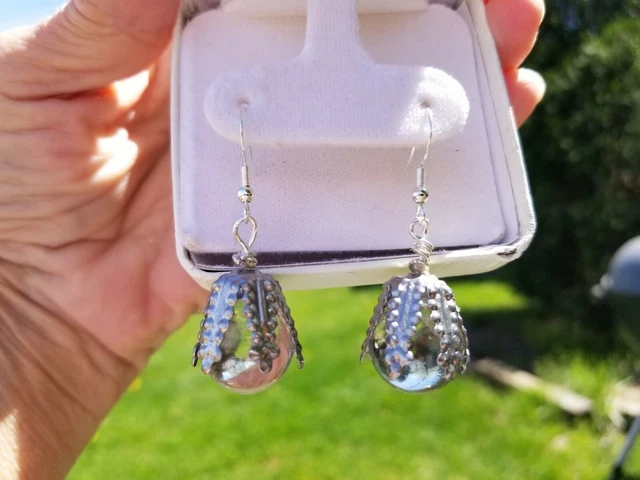 Medieval Fantasy Handmade Pools of Light style Undrilled Earrings new .925