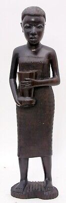 African  Art Ebony Wood Carving Statue Women Tanzania East Africa MAKONDE