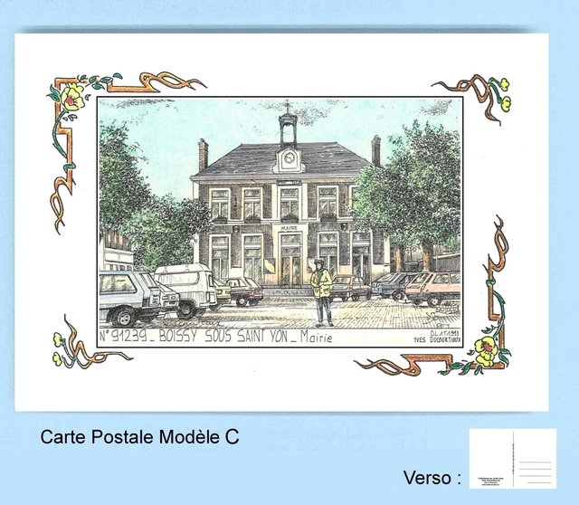 CP C 91239 CARTE POSTALE DESSIN tour Fleurs 91 BOISSY SOUS SAINT YON