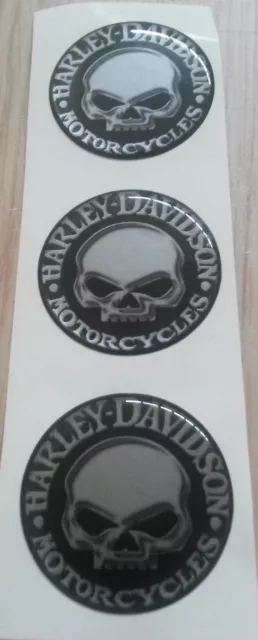 Adesivi Rilievo 3D Harley Davidson Skull Stampa Cromo (Argento Specchio) 3 Pz.