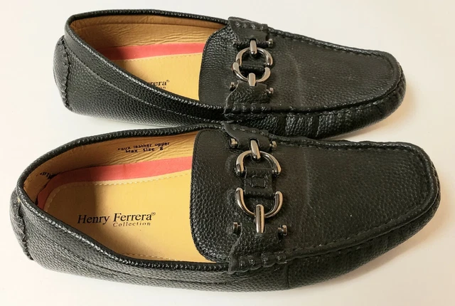 HENRY FERRERA MEN 10.5 Black Faux Leather Cushioned Casual Loafers New 14.99 PicClick