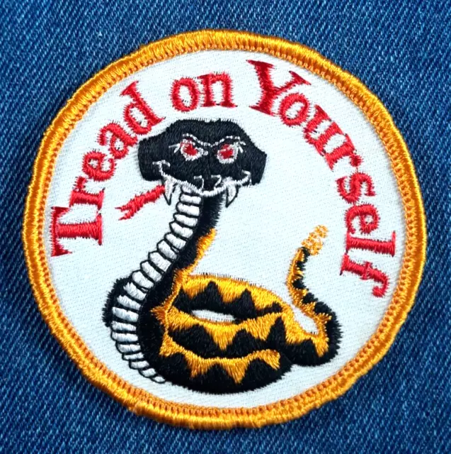 NOS Vintage Tread on Yourself 3" Patch 70's Motorcycle Patriotic Hippie Snake