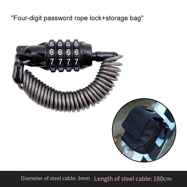 COMPACT BICYCLE LOCK with Retractable Cable for For motorcycle Helmets ...