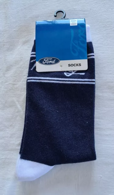 Ford Mustang Logo Mens Blue White Crew Socks 1 Pair One Size Fits Most New