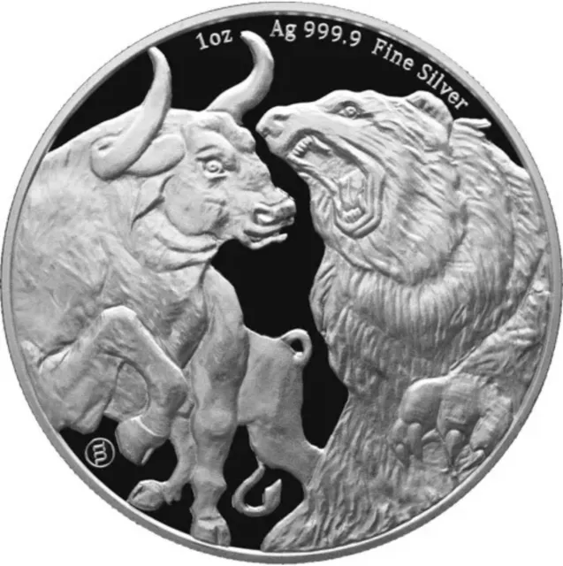 2022 Tokelau 1 oz Bear and Bull 1oz Fine Silver 9999 BU Bullion coin